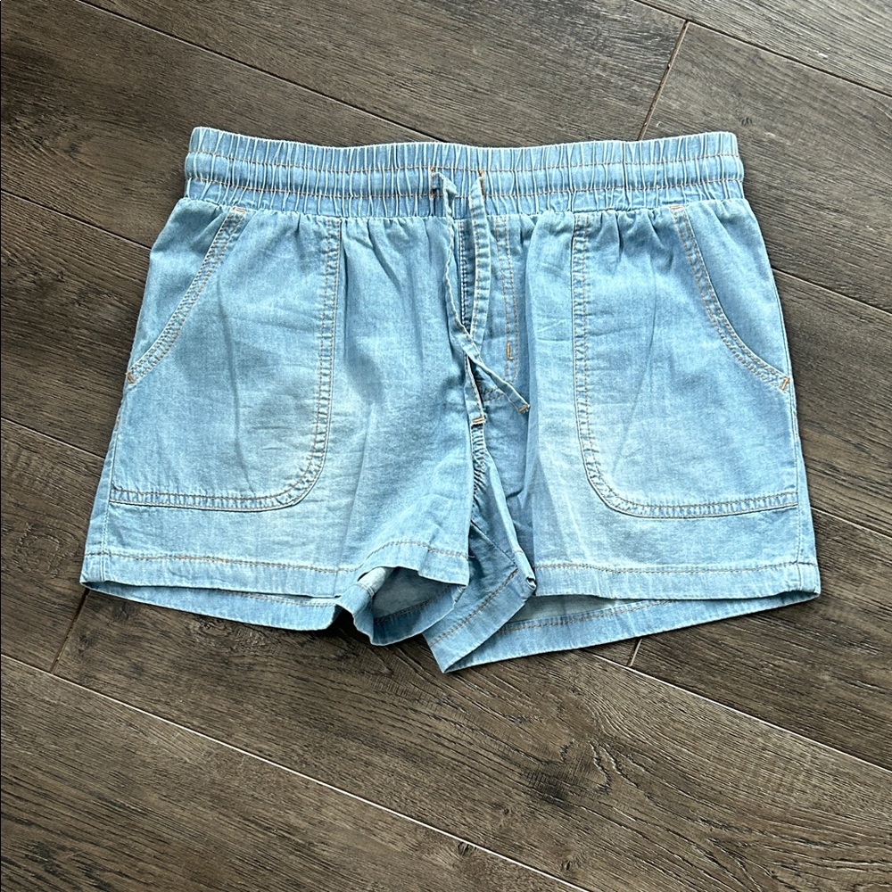 Light Blue Denim drawstring Shorts